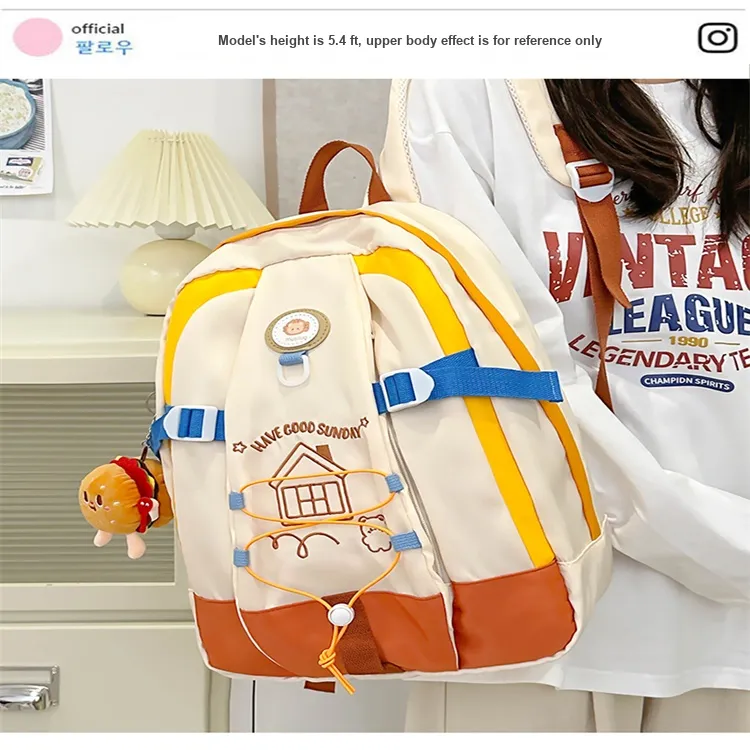 URBAN FOREST Nylon Backpack Regular Unisex White & Pink Blue/White & Yellow Blue/White & Yellow Green Black-8