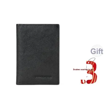 Sharkborough Vegetable Tanned Cow Leather Card Holder, Coin Purse Men's Black