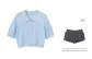 Blue (Comes with All-over Print Bowknot Pleated Short Skirt)