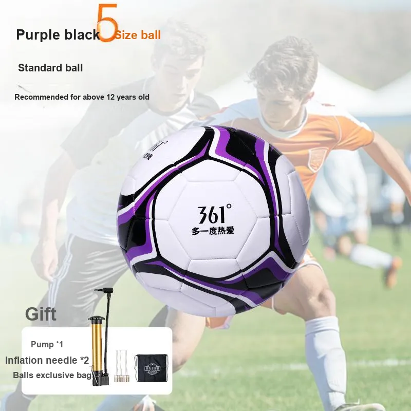 361° Size 4 Size 5 Soccer PVC Machine Stitched Soccer Ball Unisex Purple Black-1