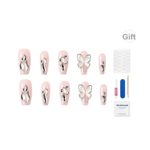 Oeiez New Arrival Сверкающий страз Бабочка False Nail Короткий LADDER 15 см