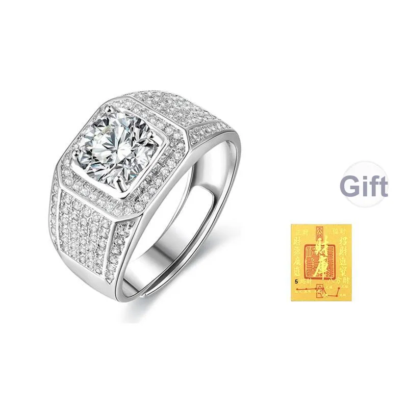 JINLIUFUJIXIANG Moissanite Collection S925 Silver Rings Men's