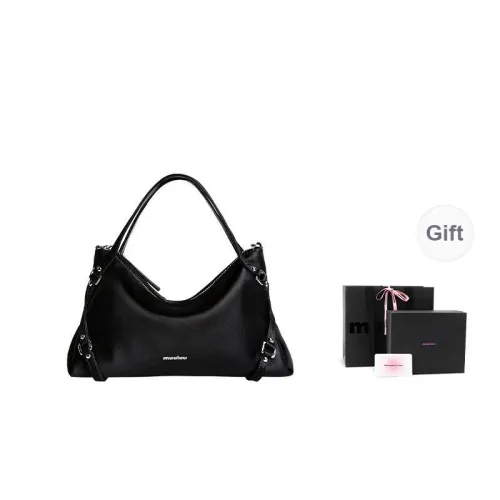 Muuluu Mercerized Satin One Shoulder Shoulder Bag Medium Size Women's Black