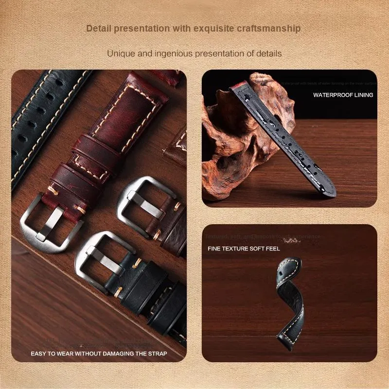 IBOANN Watch Band Huawei Compatibility Cowhide Leather Material-2