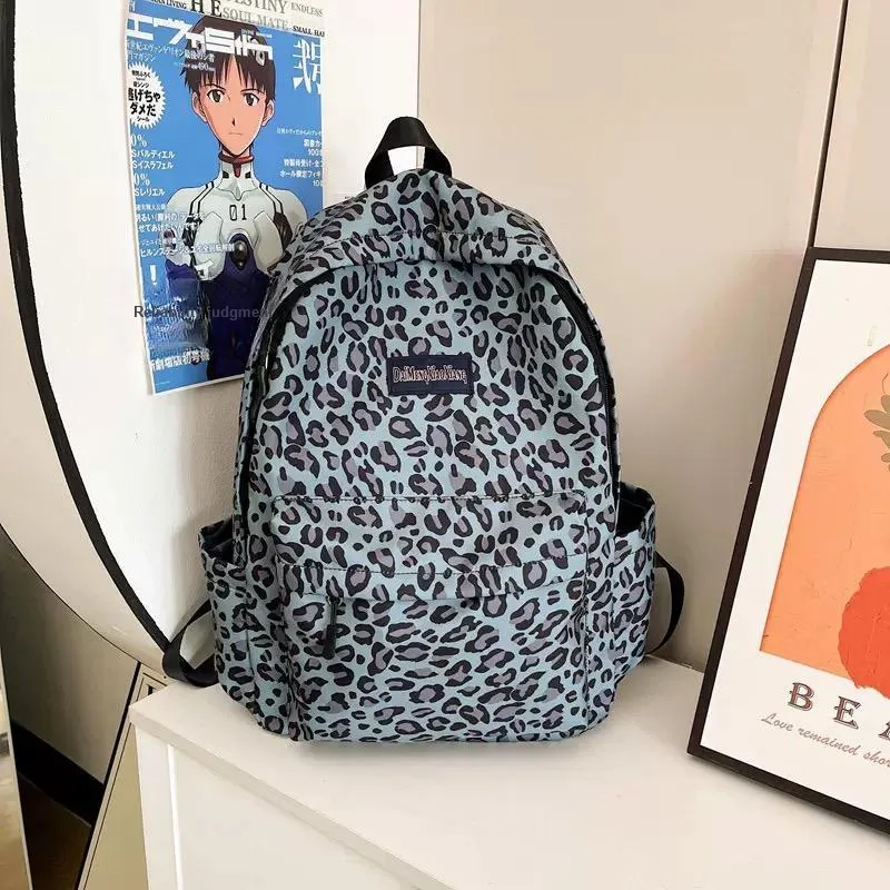 FREEHIKE Canvas Backpack Unisex Blue Leopard Print/White Milk/White Zebra-1