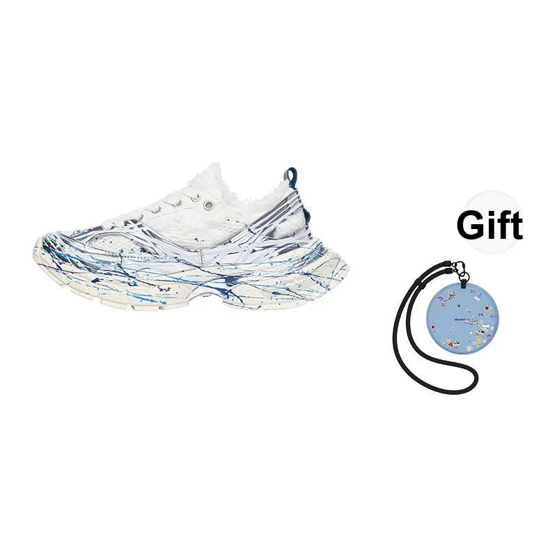 SMILEREPUBLIC SKYLINE Cushioning And Breathable Low Top Chunky Sneakers Unisex Silver White-2