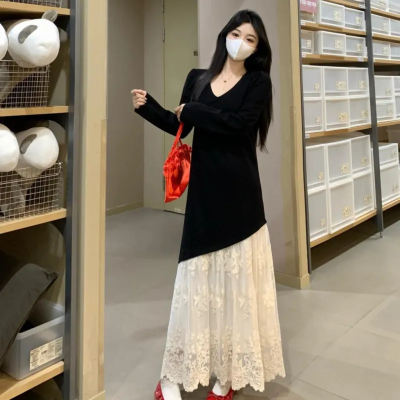 TUSHIFEI Long Sleeved Dresses Women's Image Color-5