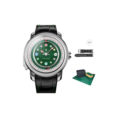 LUCKY HARVEY Player Series Автоматический Механический Механизм Резиновый Ремешок Часы Мужские Зеленый Циферблат