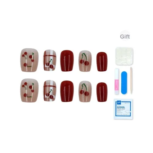 MAXFINE Красный Вишня False Nail Короткий Квадрат 14mm 10 шт Набор
