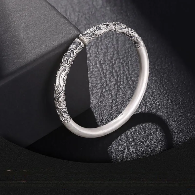 LAOYINJIANG S999 Fine Silver Bangles Men's-8