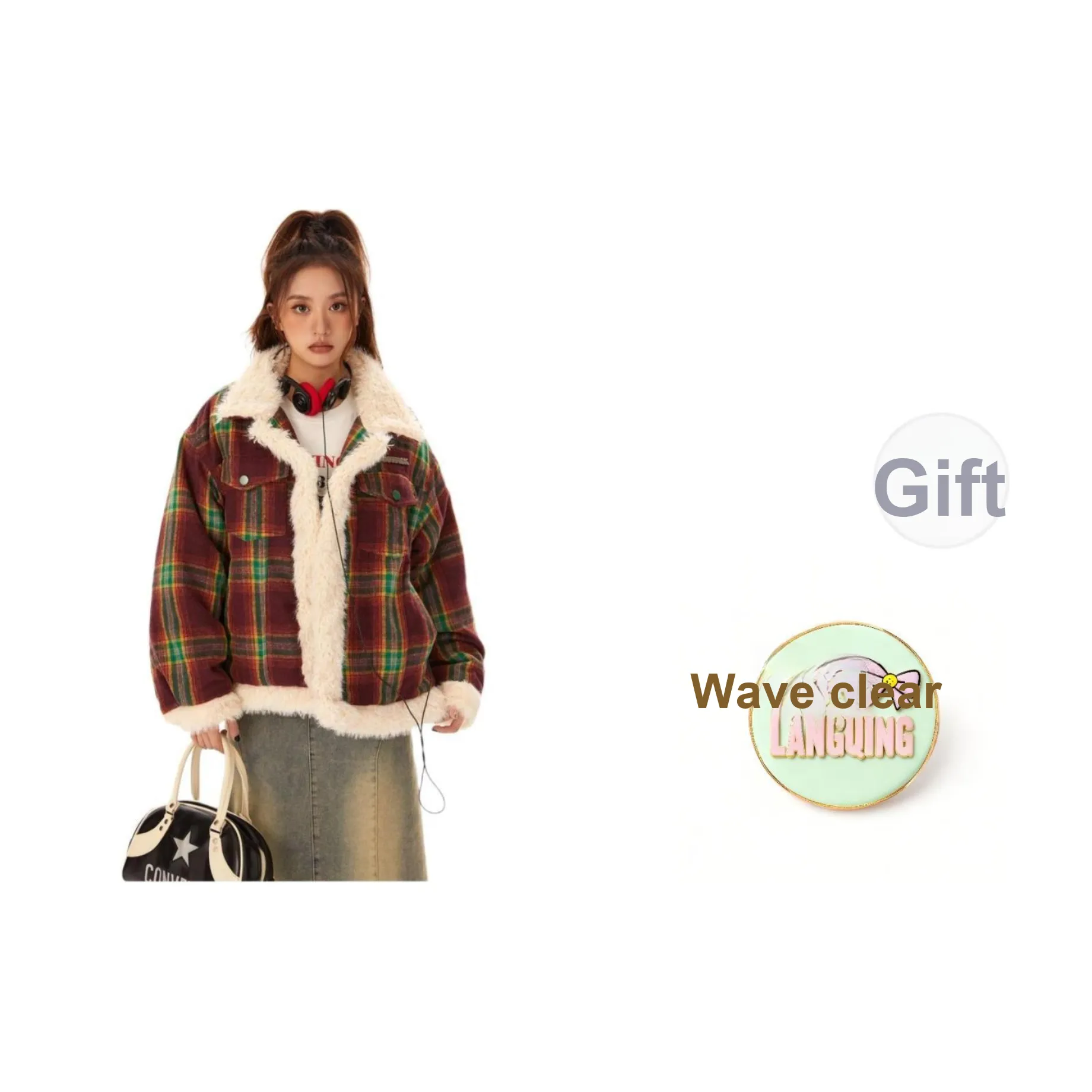 LANGQING Изображение Цвет Подарок Wave Прозрачный Бренд Наклеенный Женский Пуховик