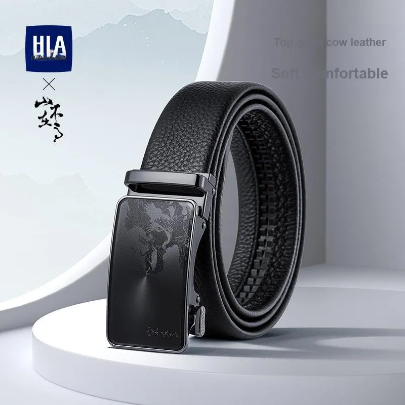 HLA Top Grain Cow Leather Belts Men's Width  3.5cm-5