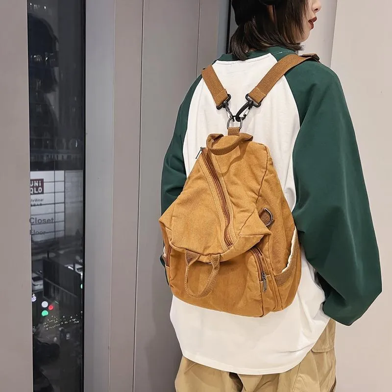 BRABOSTON Canvas Backpack Regular Unisex Beige/Black/Brown-19