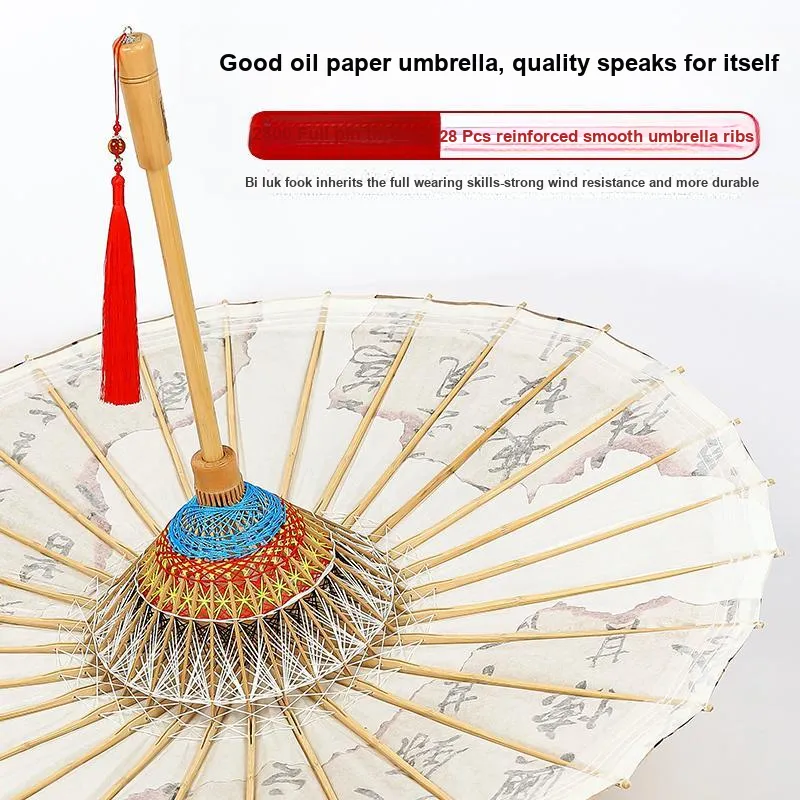 BILIUFU Luzhou Non Heritage Oil Paper Umbrella Unisex Handcrafted Umbrella Sunny And Rainy Dual Use Umbrella-2
