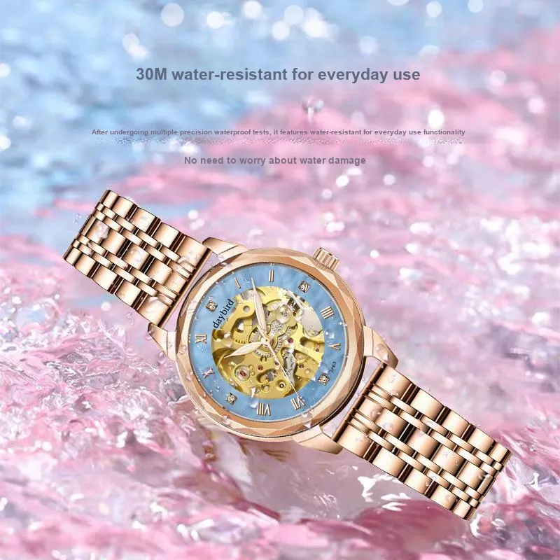 DAYBIRD Automatic Mechanical Movement Watch Women's Watch Cut-Out Dial-5
