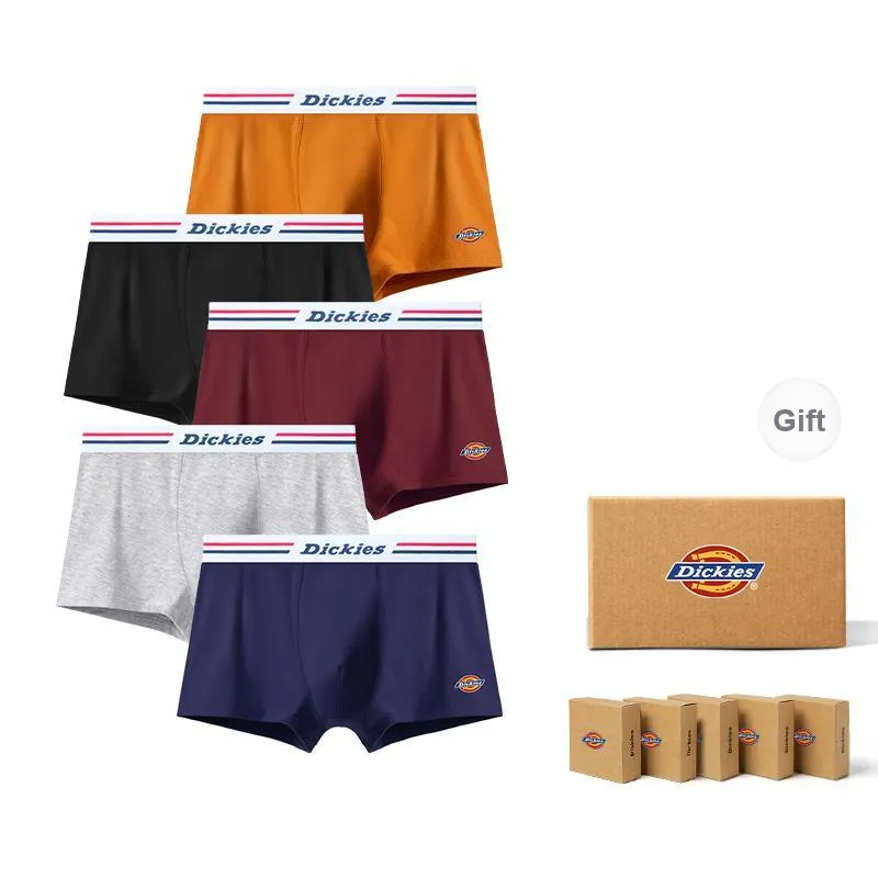 Dickies Underpants Men's Seamless Print LOGO Breathable Skin Friendly Sports Square Panty Gift Box Combo Set-44