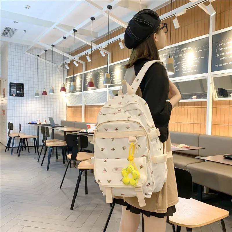 Yalu Nylon Backpack Regular Women's White/Pink/Blue-11