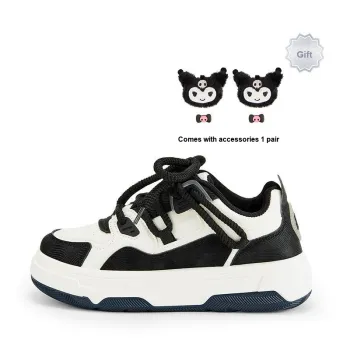 KARLIE KELLER Height Increasing Lightweight Breathable Water-Resistant Low-Top Skateboard Shoes Women's Black White
