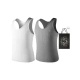 Loose Fit 2 Pack (White+Heather Gray) 2 Pcs, Easy to Wash!