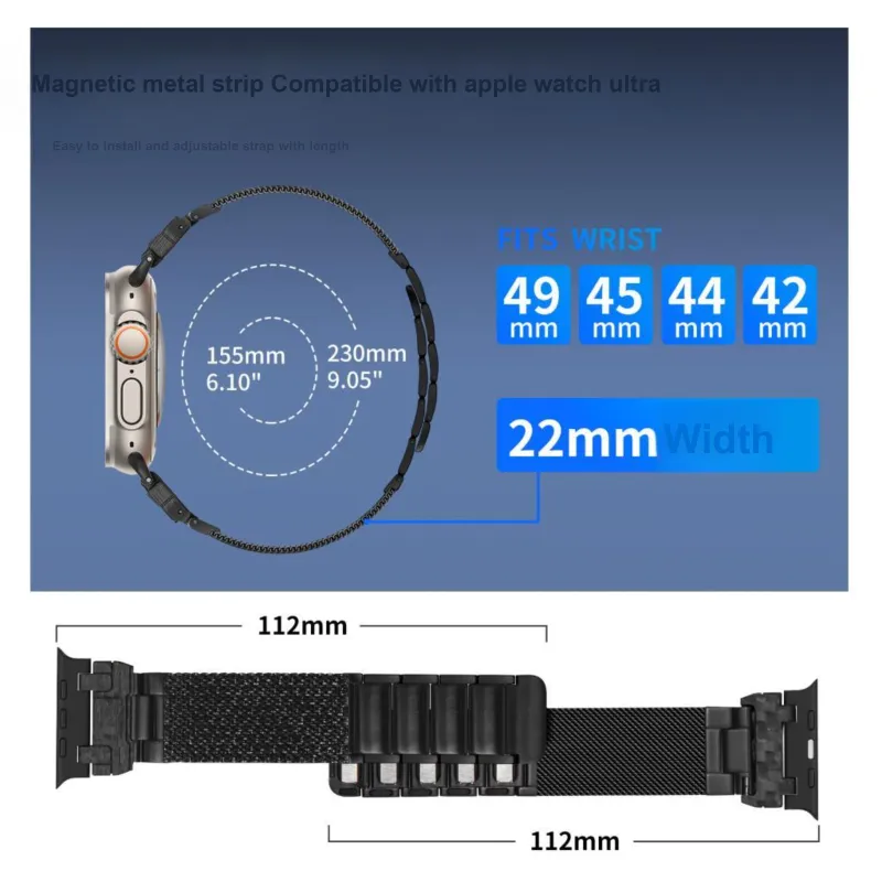 HUALIMEI Watch Band Apple Compatibility 49mm Magnetic Carbon Fiber Material-2