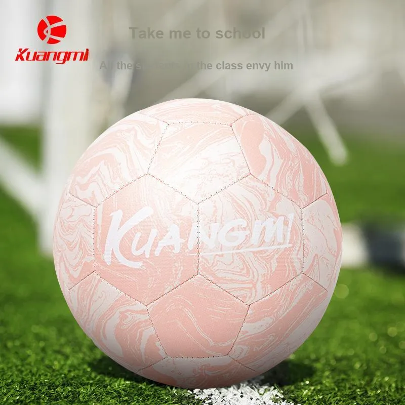 Kuangmi Size 5 Ball Soccer PU Machine Stitched Soccer Ball Unisex Pink-7