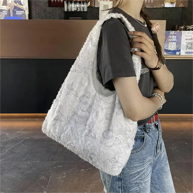 CORE BIRD Fabric Shoulder Bag Women's Ecru/Gray/Pink/Black-11