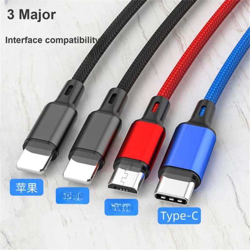 X IT 1.2m All in one Four in One Cable Compatibility Apple Huawei Android Multifunction Yarn Multi Head Cell Phone All-4