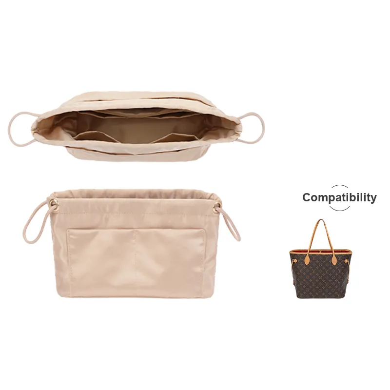 Tide Satin Tote With Super-Light Interior Pocket Storage Merch With Built-in Shape Retainer Women's Beige/Coffee/Black