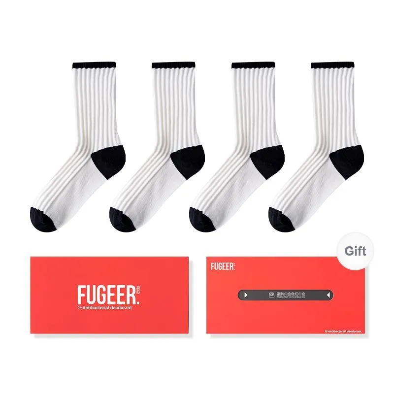 FUGEER Mid Calf Socks Women's Box 4 Pack-12