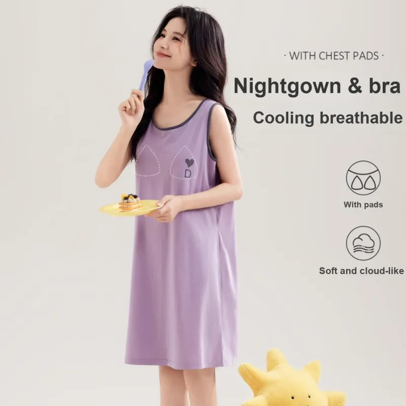 Urban Beauty Nightgown Classic Color Block Skin Friendly Breathable Women's-2
