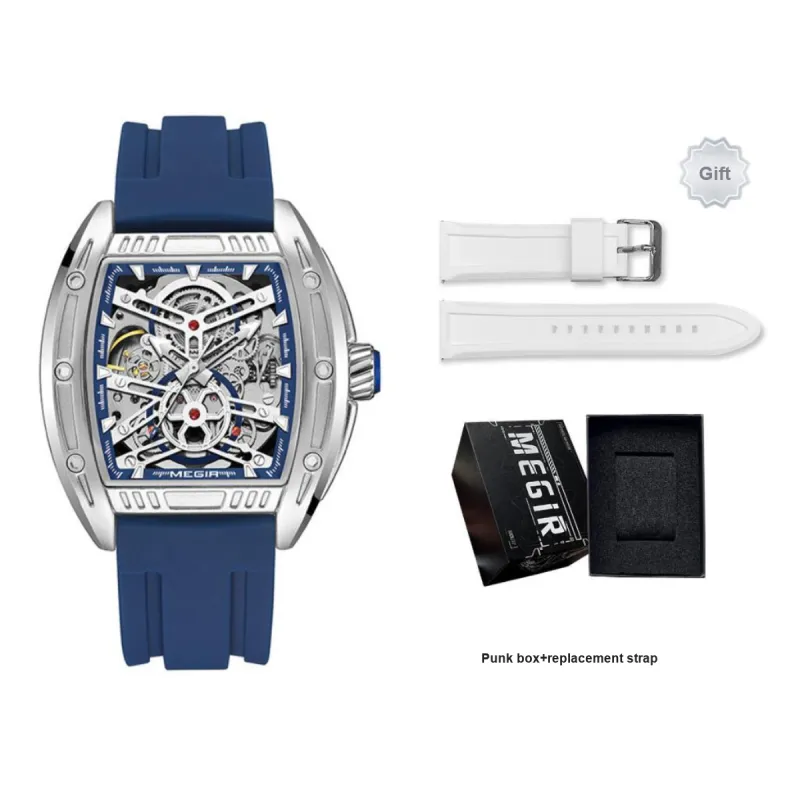 MEGIR Mechanical Movement Silicone Strap Watch Men's Watches Green Dial-19