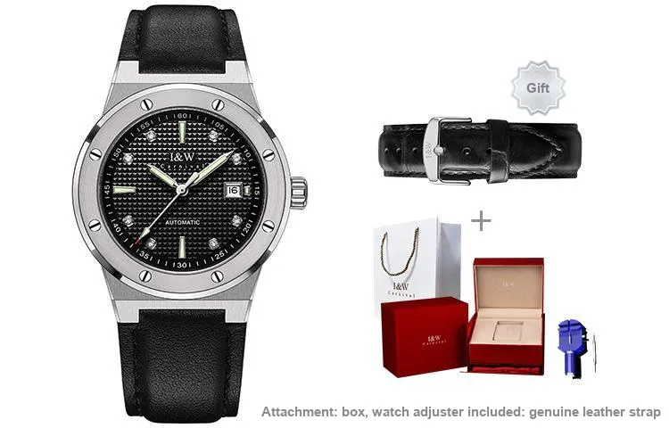 I&W CARNIVAL HWGUOJI Automatic Mechanical Movement Watch Men's Watches Silver Dial-8
