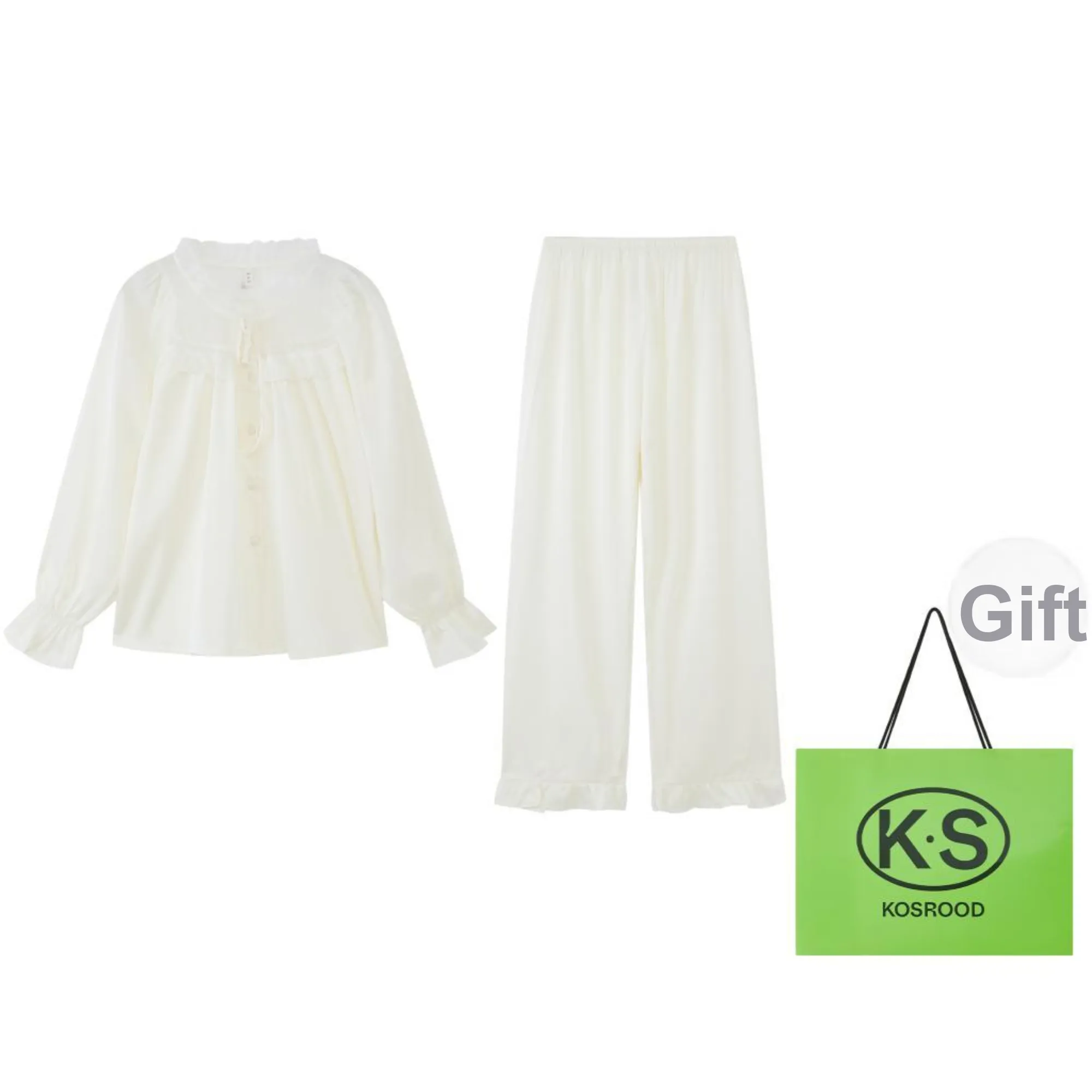Kosrood Pajama Set Women's White