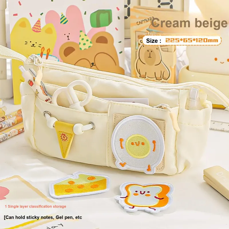 YUANPU Cute Refined Cheese Toast DIY Embroidery Pencil Case Multi Layer Storage Bag Pencil Case/pencil Box-2