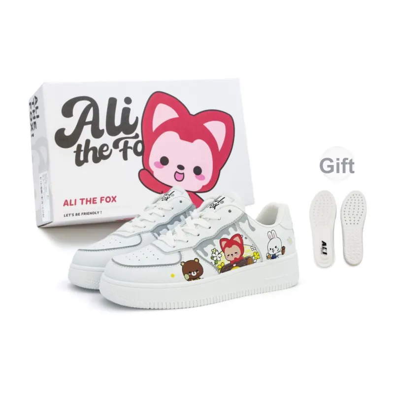 ALI THE FOX Skateboard Shoes Women's Low Top White/Blue-12