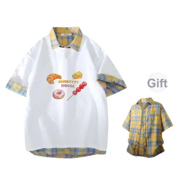 OGEK Shirt Matching Set Unisex Yellow Plaid