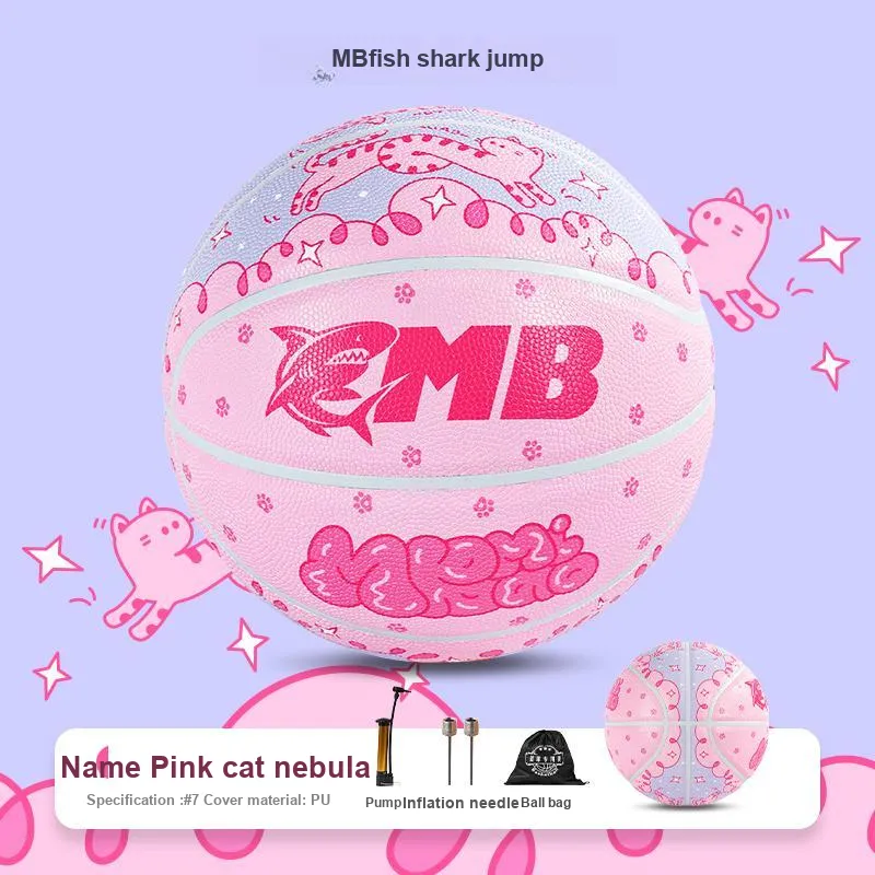 FITLOOK Size 7 Ball Indoor And Outdoor All Street Training Competition Basketball PU Pink Cat Nebula-4
