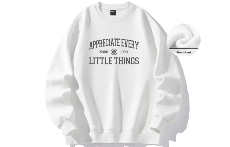 ZMOH Fleece Lined Crew Neck Sweatshirt Unisex Couple's-18