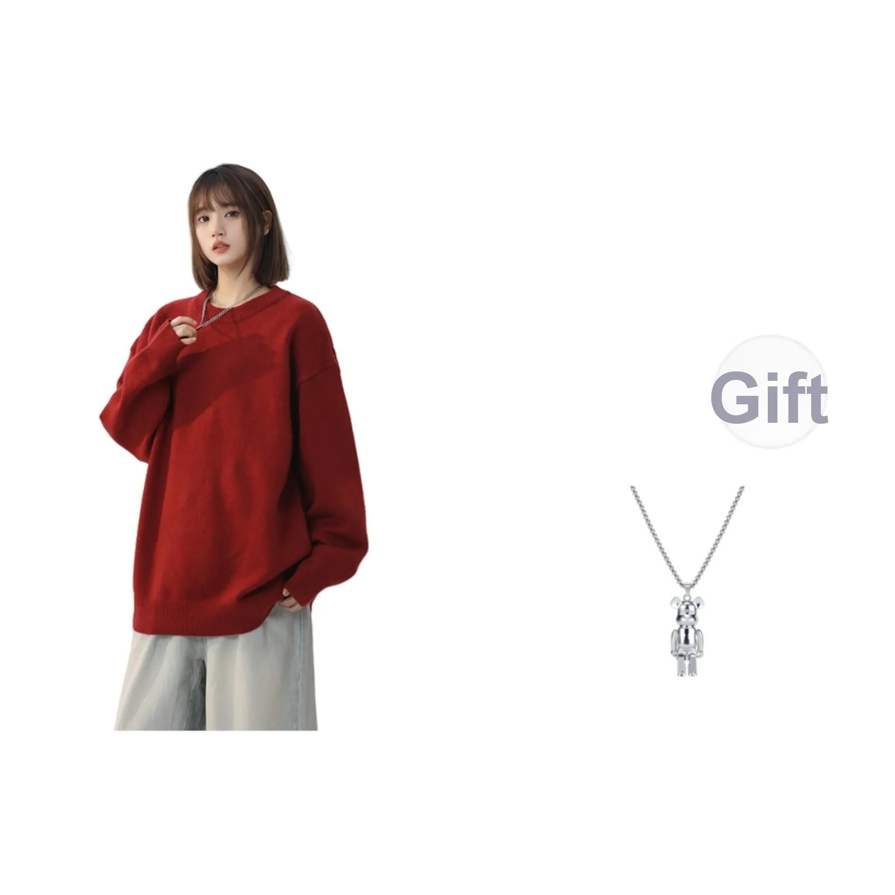 PEIMENG Новогодний красный Женские Трикотаж