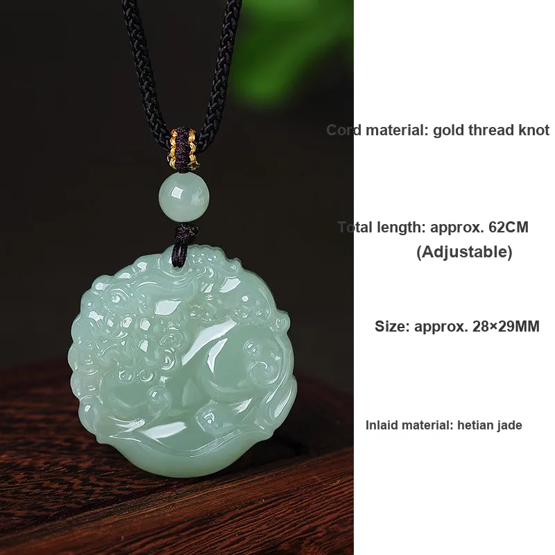 WEITIANXUAN Hetian Jade Pendants Green Jade Unisex-4
