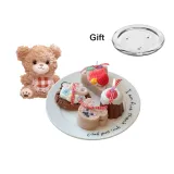 Bib Bear Keychain+Dessert Ornament+Transparent Display Stand