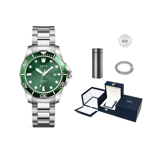 GEYA Ocean Star Automatic Mechanical Movement Stainless Steel Watchband Watch Men's Watches Green Dial