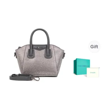 CHRISBELLA Glass With Synthetic Leather Shoulder Bag, Crossbody Bag, Handbag Regular Women's Black/Gunmetal