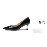 [Air Cotton]-Shiny Cow Leather-Pitch Black-6.5cm Gift Included (Please Refer to Details)