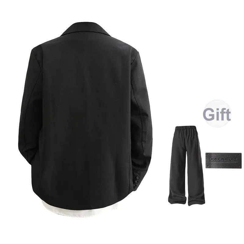 OGEK Business Suit Unisex Dark Gray Comes With White Shirt+Brooch-10