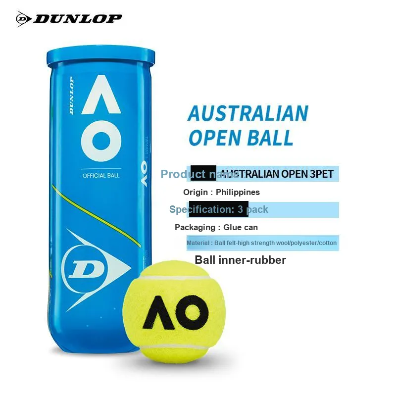 DUNLOP AUSTRALIAN OPEN 3PET Tennis Balls Wool, Polyester, Cotton Training Ball Indoor And Outdoor Green-1