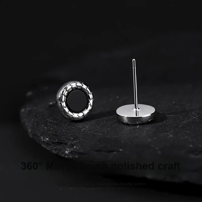 MAGICPOLE Sterling Silver Stud Earrings Men's Black-8
