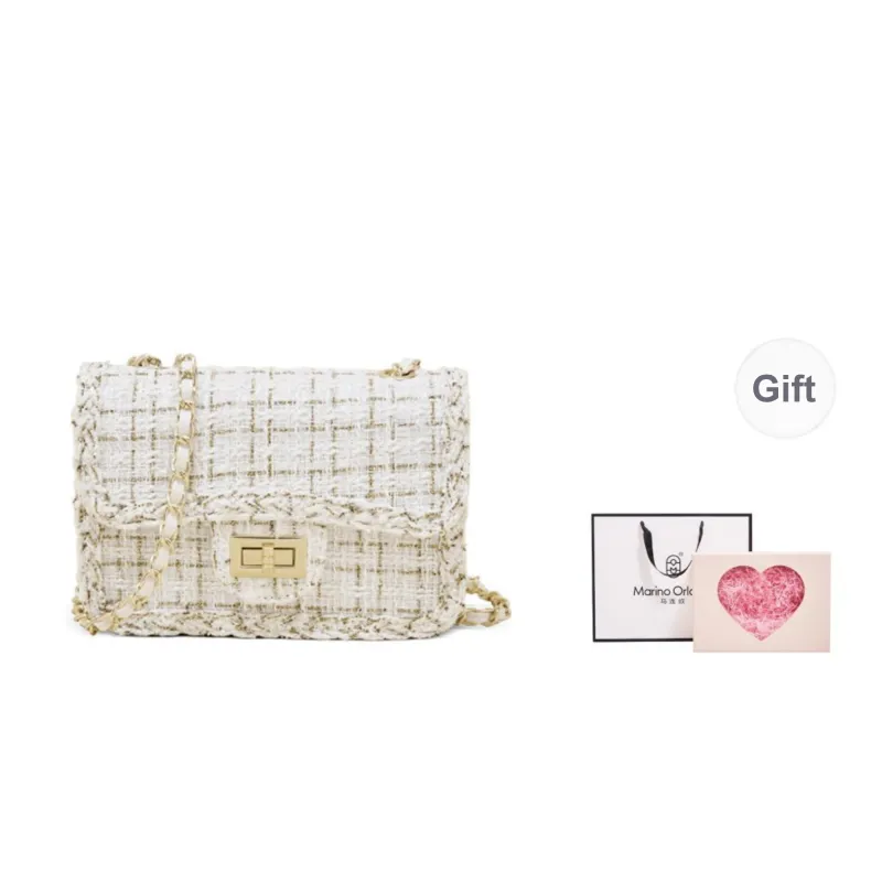 Marino Orlandi Fabric With Synthetic Leather Small Square Bag Shoulder Bag Women's Ecru-7
