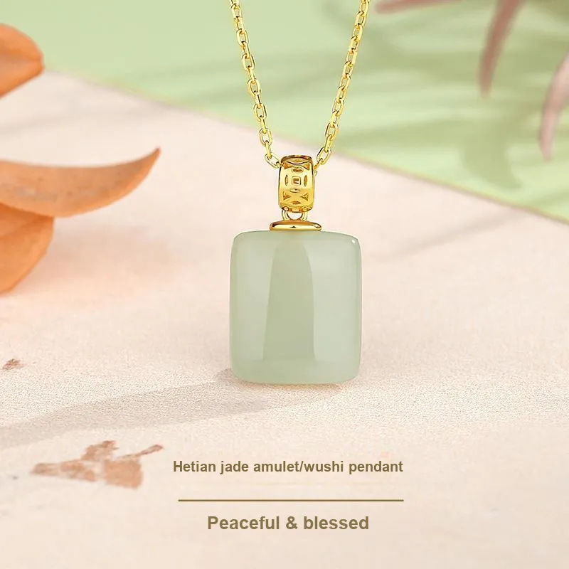 Andaozi Hetian Jade Necklaces Green Jade Women's-1