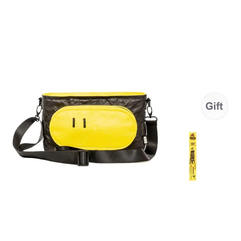 One Person's Planet DuPont Paper Crossbody Bag Medium Size Unisex Black Yellow-9